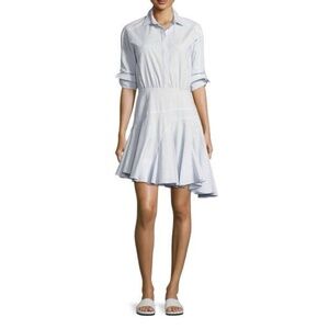 Grey by Jason Wu Striped Asymmetric Cotton Poplin Mini Dress in Blue Sky sz 6